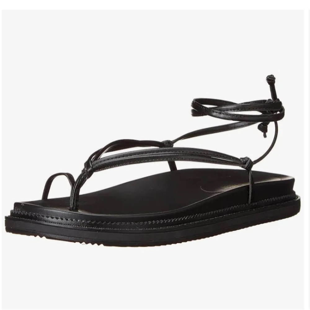 Nine West Sarest Ankle Tie Platform Sandal | Black | size 8